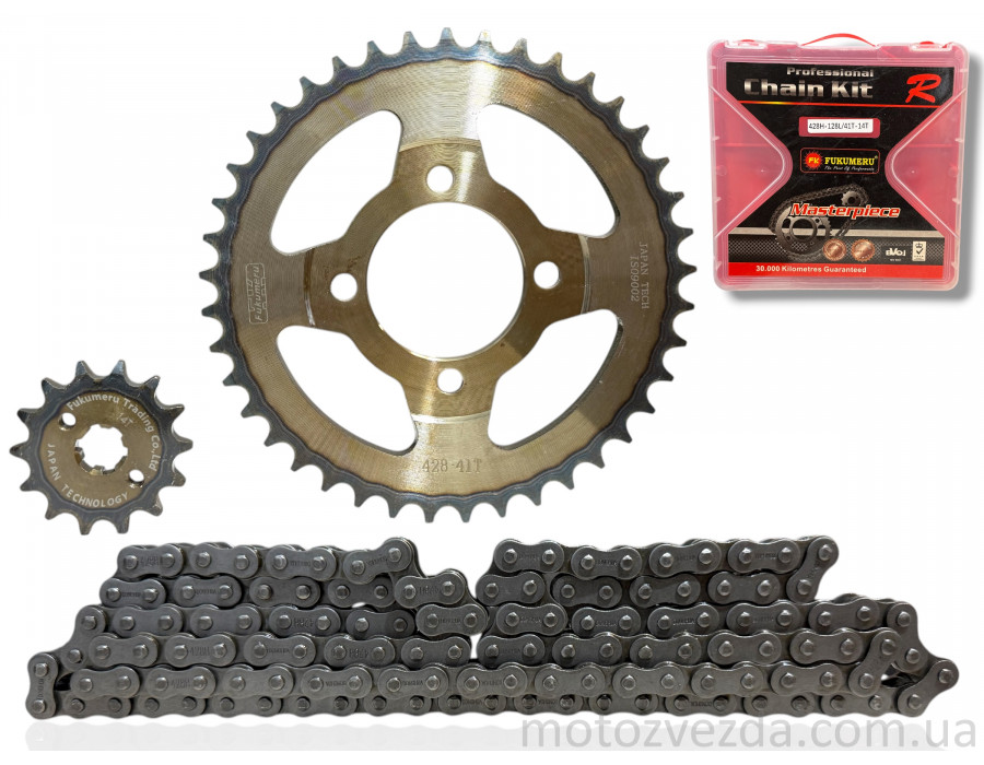 Звезды трансмиссии пара Delta 428H-14/41 + цепь 104L 'FUKUMERU'