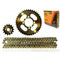 Звезды трансмиссии пара Delta 428H‑14/41 +цепь 128L "KDMOTO" (GOLD)