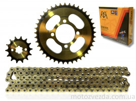 Зірки трансмісії пара Delta 428H‑14/41 +ланцюг 128L "KDMOTO" (GOLD)