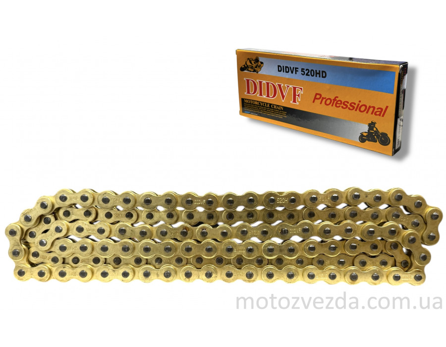 Цепь трансмиссии 520HD‑120L усиленная, GOLD "DID"