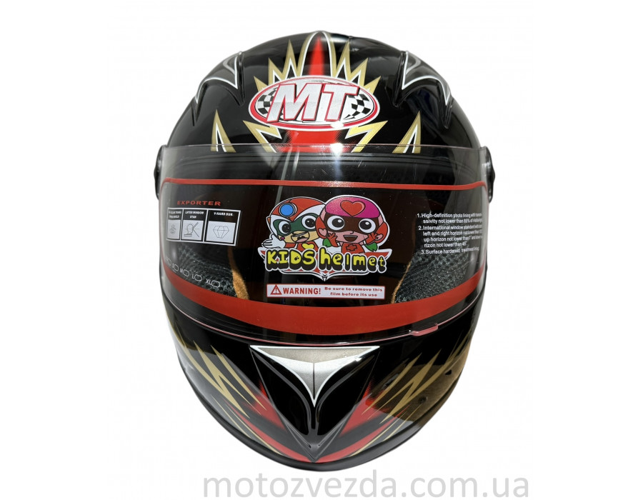 Шлем детский закрытый белое стекло HF-909 BLACK/E07 размер: M