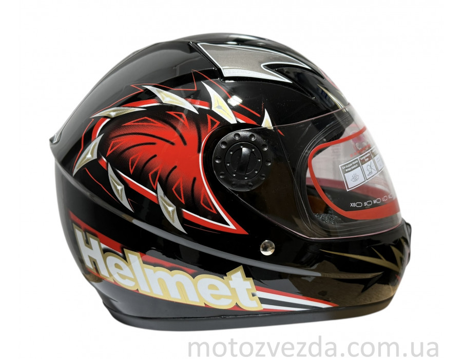 Шлем детский закрытый белое стекло HF-909 BLACK/E07 размер: M