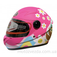 Шлем детский закрытый белое стекло HF-909 MATT PINK/E40 размер: M