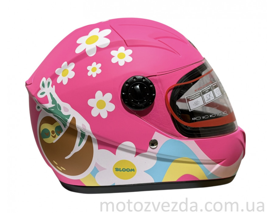 Шлем детский закрытый белое стекло HF-909 MATT PINK/E40 размер: S