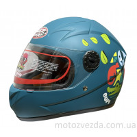 Шлем детский закрытый белое стекло HF-909 MATT GREEN/E38 размер: S