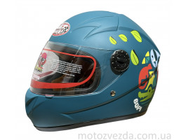 Шлем детский закрытый белое стекло HF-909 MATT GREEN/E38 размер: S