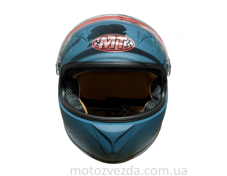 Шлем детский закрытый белое стекло HF-909 MATT GREEN/E38 размер: M