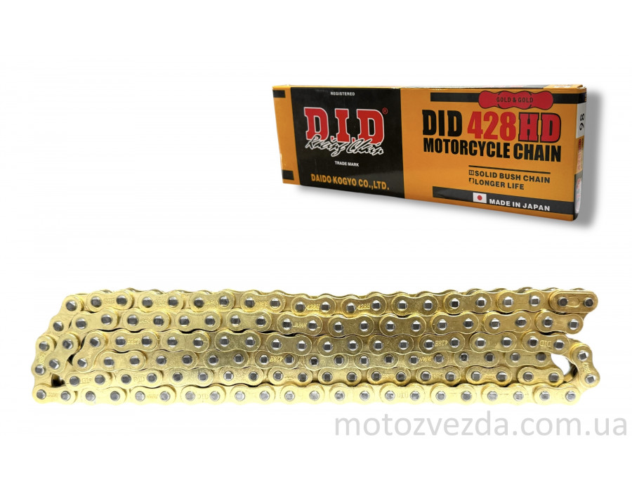 Цепь трансмиссии 428HD‑128L усиленная, GOLD "DID"