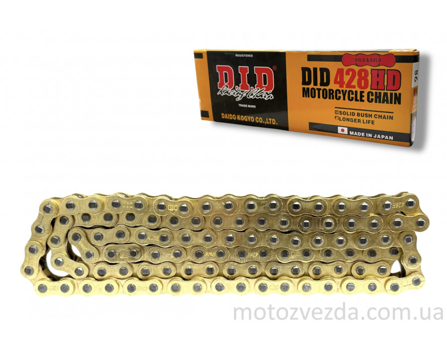 Цепь трансмиссии 428HD‑104L усиленная, GOLD "DID"