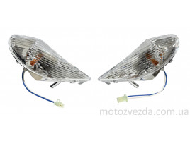 Повороти (пара) передні в зборі SUZUKI ADDRESS 125G біле скло