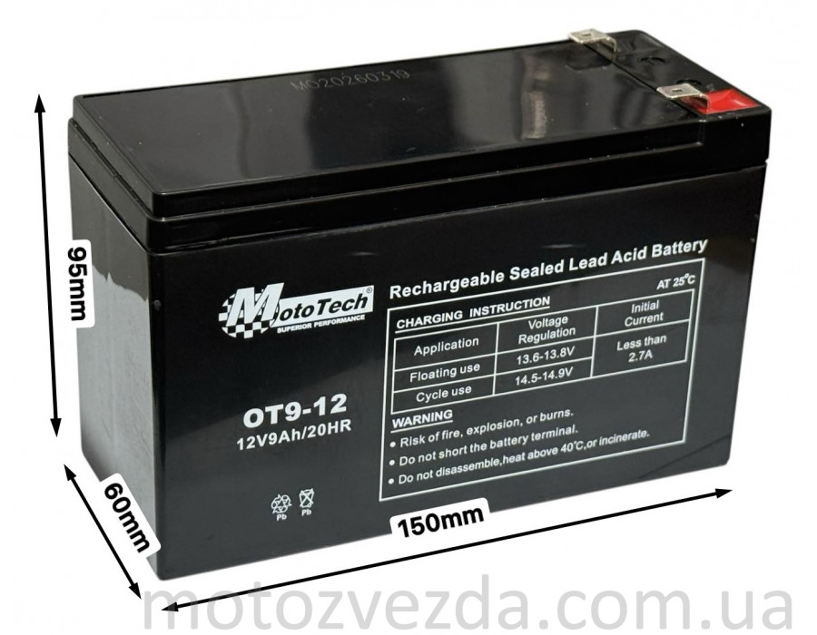 Аккумулятор OT9-12 12V9Ah MotoTech