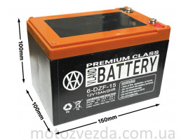 Акумулятор AGM 12V 15A 150-98-100mm 6-DZF-15  тяговий 'VLAND' (електро вело/скутери, 2026)