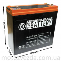 Акумулятор AGM 12V 26A 180-78-170mm 6-DZF-26 тяговий 'VLAND' (E-bike, електро вело/скутери 2025)