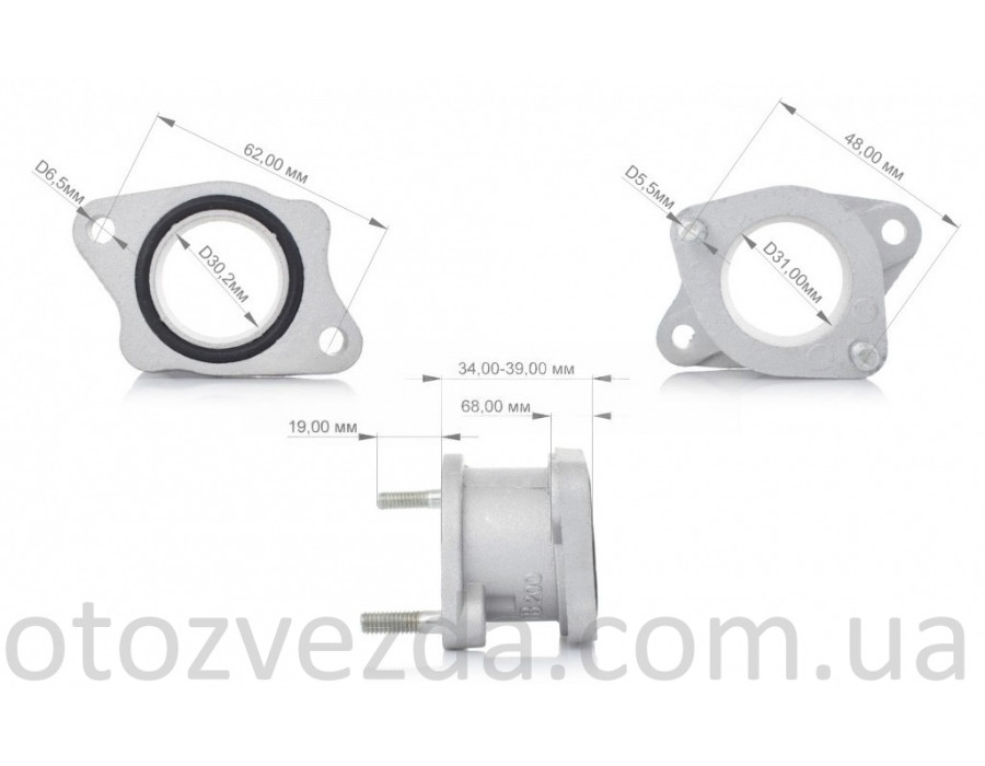 Вхідний колектор карбюратора d30-30 CG200/250 #PRO 'LIPAI'