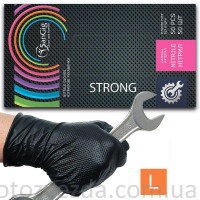 Супер міцні рукавички нітрилові SanGig STRONG, щільність 9 г. - чорні (50штук) розмір L