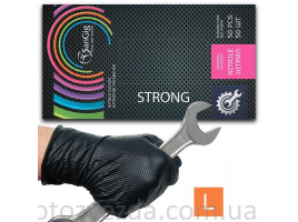 Супер прочные нитриловые перчатки SanGig STRONG, плотность 9 г. - черные (50штук) размер L